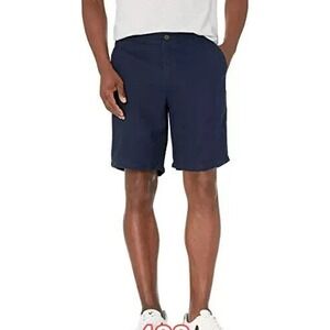 AmazonEssentials Men Classicfit 9" Flat-Front Linen Navy Blue Short Small Petite